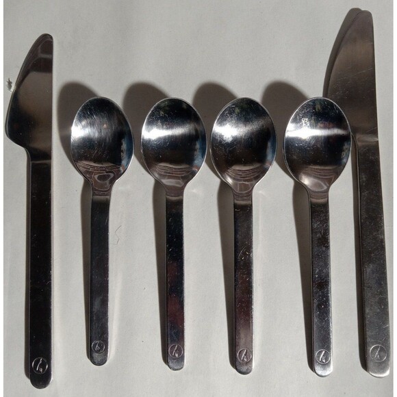 Vintage German Lufthansa Airlines Flatware Lot Of 4 Spoons & 2 Knives